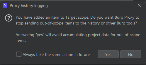 Enabling out-of-scope logging