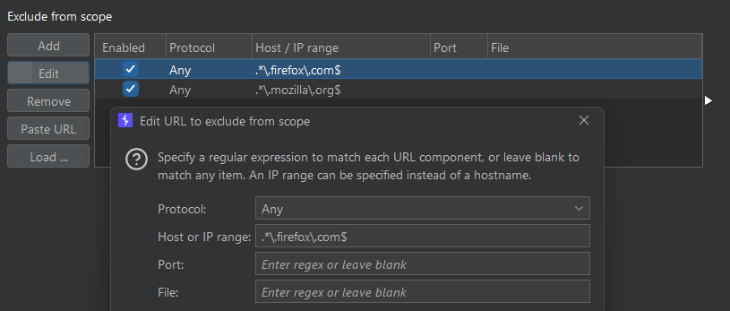 Firefox background host exclusions