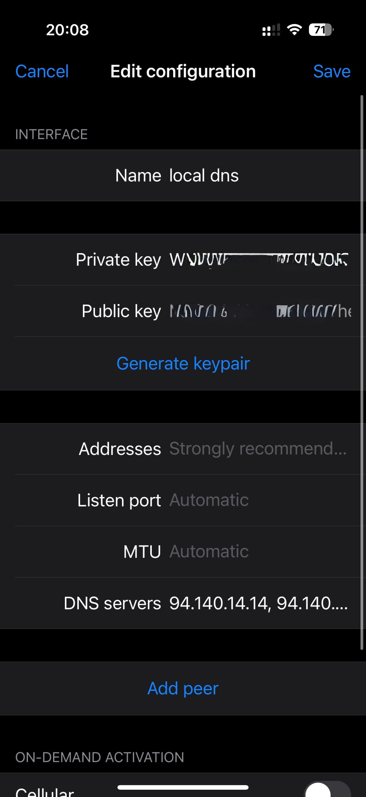 Local DNS ad-blocking WireGuard profile