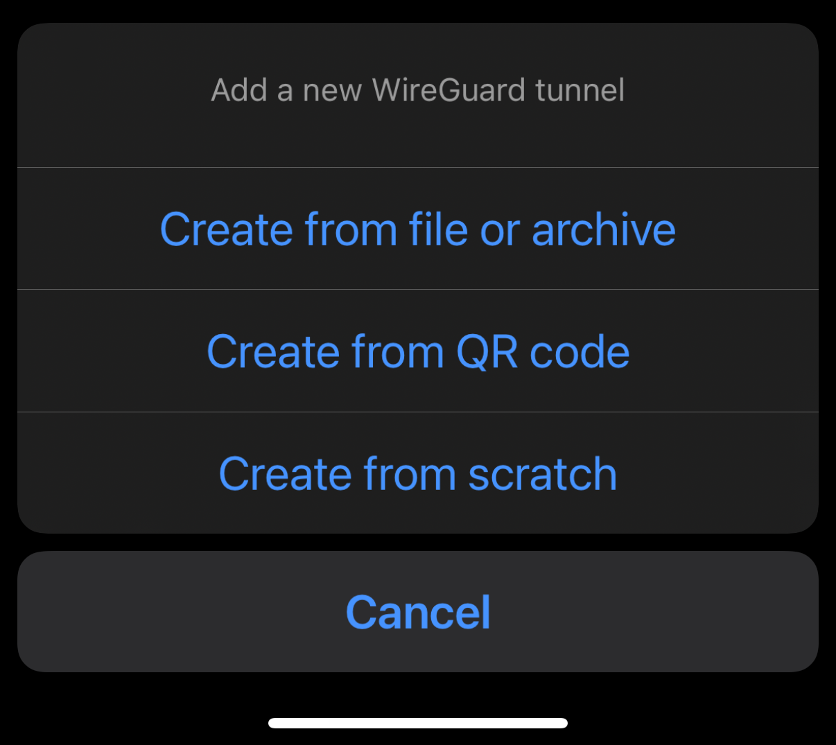 Creating a WireGuard configuration on iOS