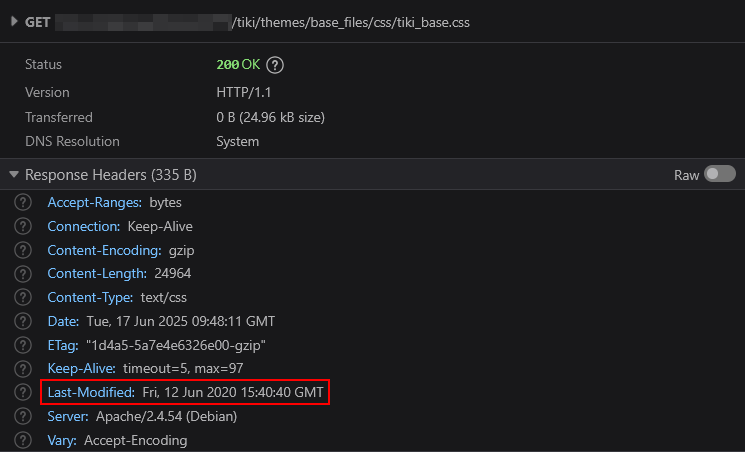 Last-Modified timestamp revealing the CMS deployment date